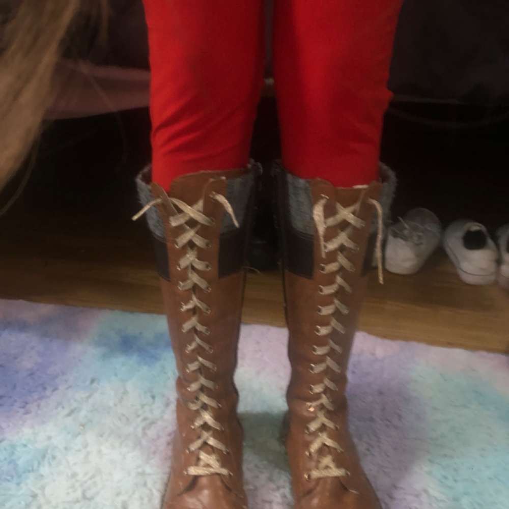 Lace up vintage tall boots